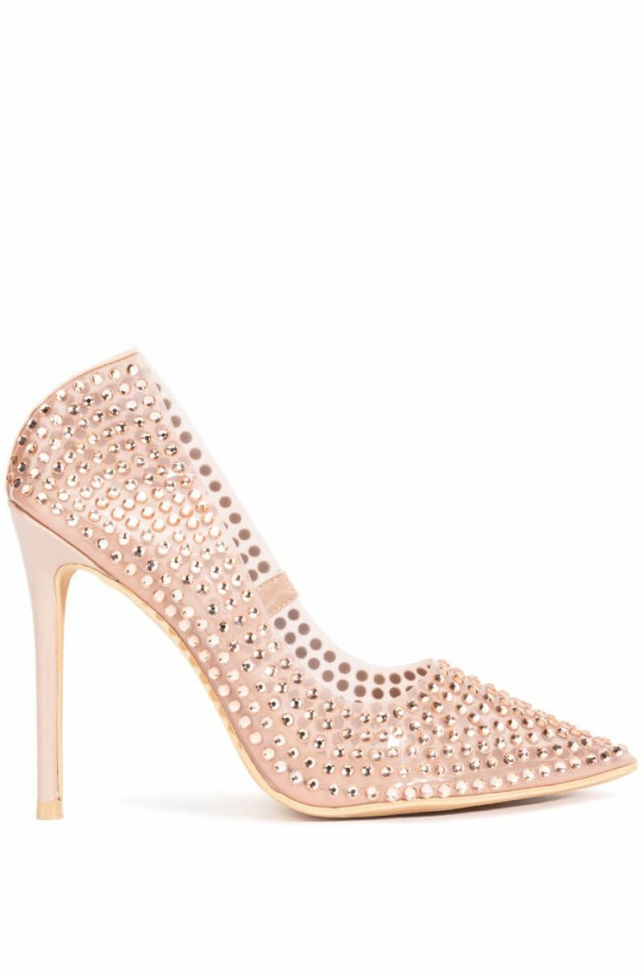 Shoes * | Azalea Wang Find Me On The Dancefloor Rhinestone Pvc Pump In Nude