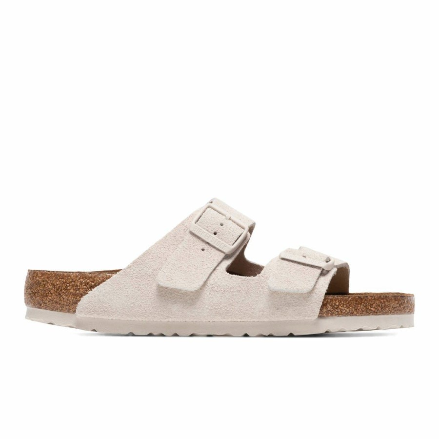 Footwear * | Birkenstock Arizona Soft Foot Bed Antique White Suede