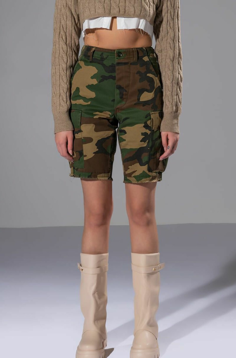 Bottoms * | Break The Rules Cargo Short Camo