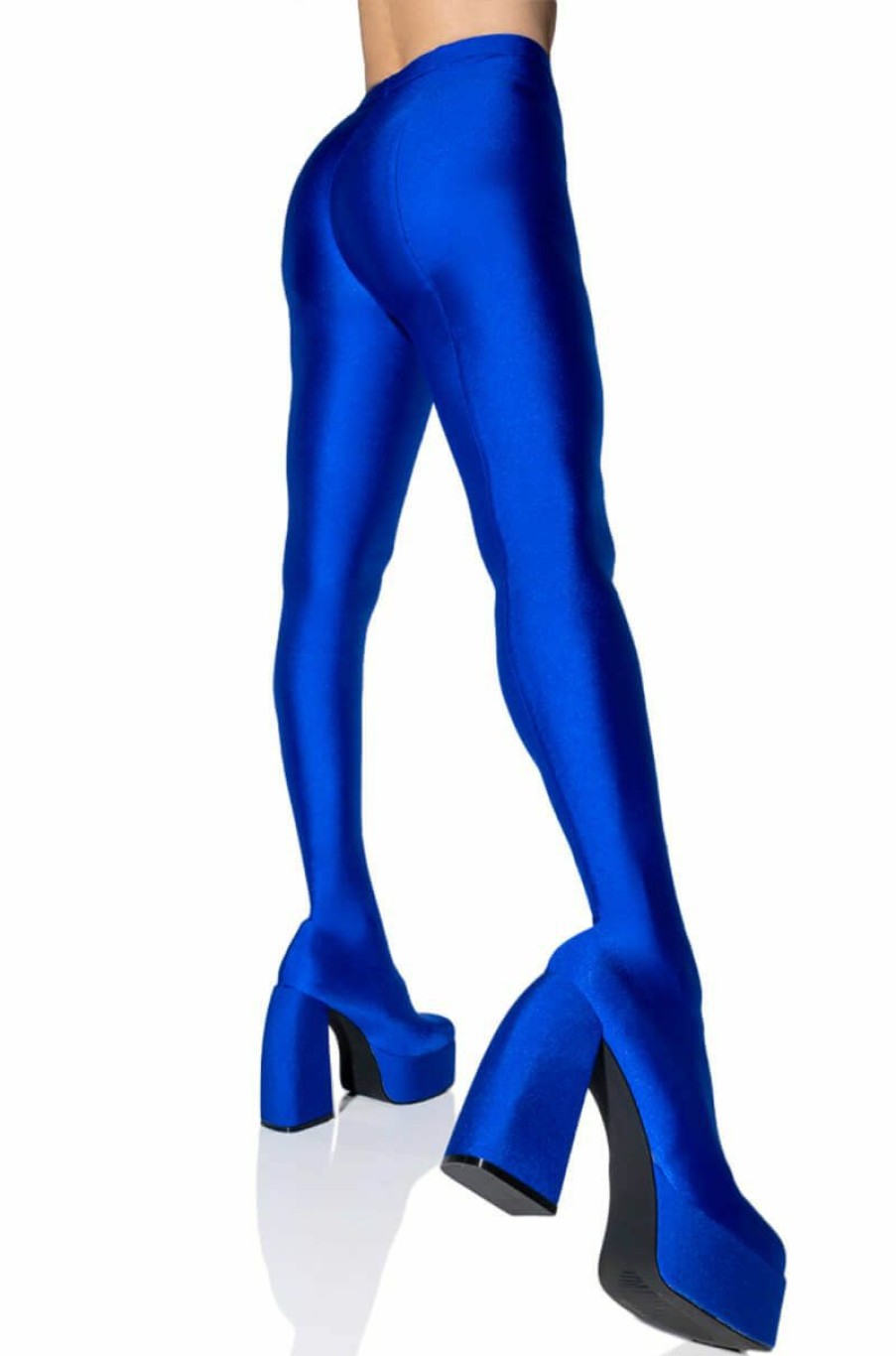 Shoes * | Azalea Wang Star Stretch Chunky Heel Pant Boot In Blue