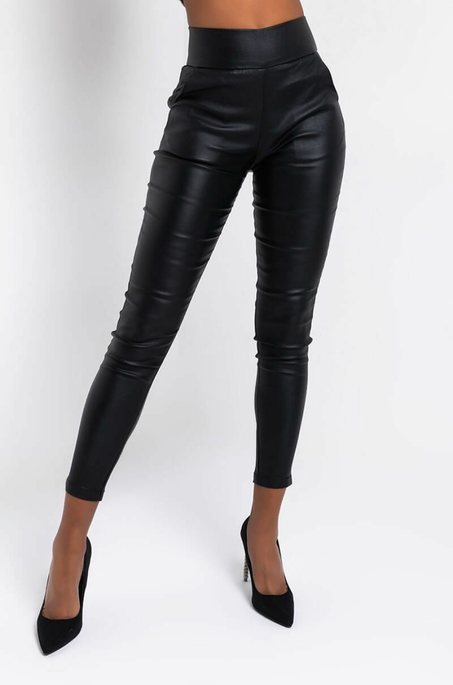 Bottoms * | Ammo X Akira Big Booty High Waist Pleather Pant With 4 Way Stretch Black