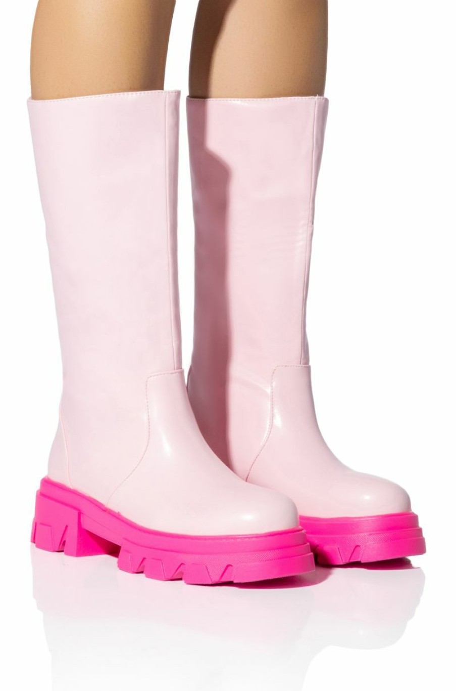 Shoes * | Azalea Wang My All Faux Leather Boot In Pink