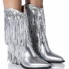 Shoes * | Azalea Wang Joyful Ring Western Bootie In Silver