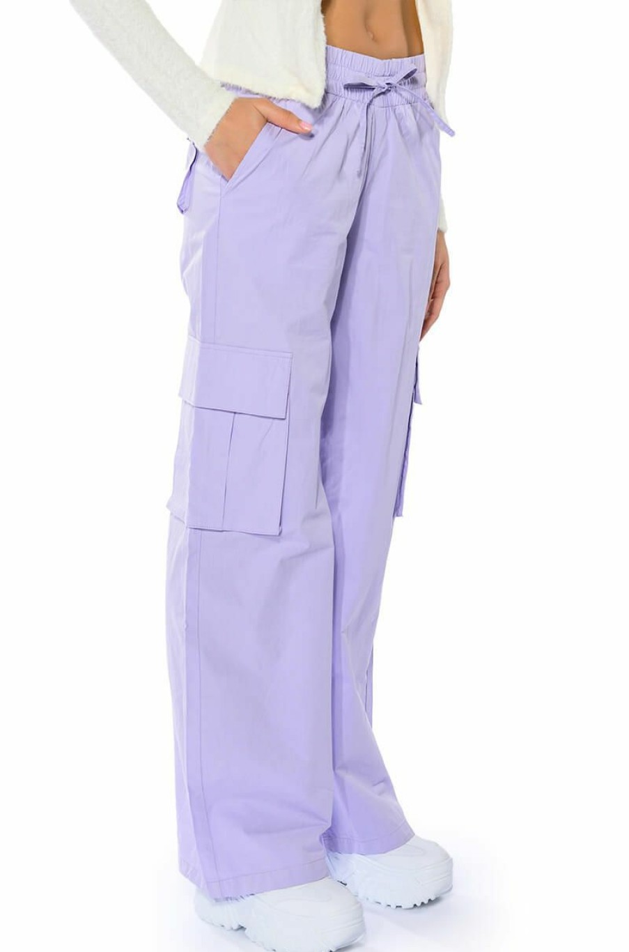 Bottoms * | Ivy Wide Leg Cargo Pant Light Purple