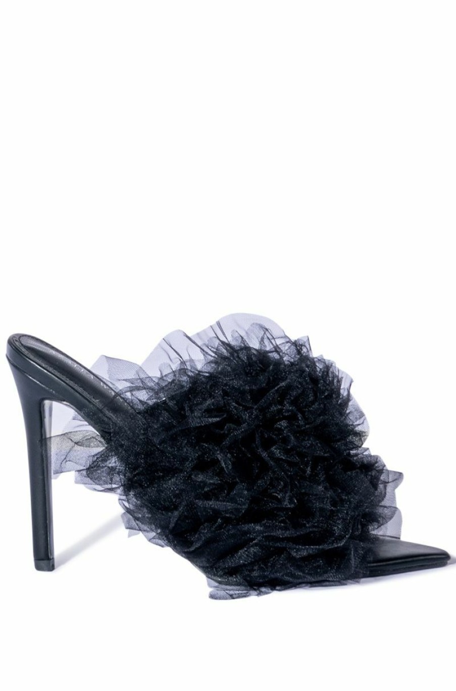 Shoes * | Azalea Wang Cool Tulle Stiletto Sandal In Black