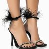 Shoes * | Azalea Wang Confetti Feather Stiletto Sandal In Black