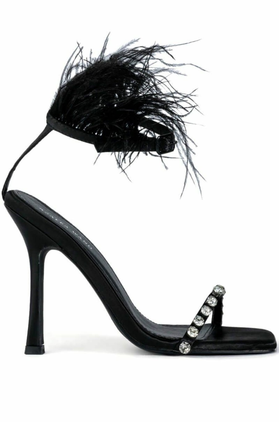 Shoes * | Azalea Wang Confetti Feather Stiletto Sandal In Black