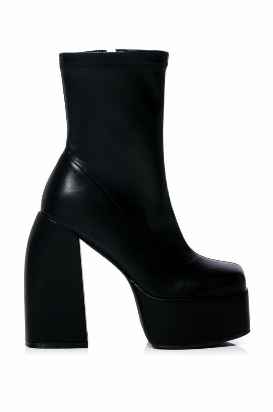 Shoes * | Azalea Wang Be Your Girl Chunky Platform Bootie With 4 Way Stretch In Black