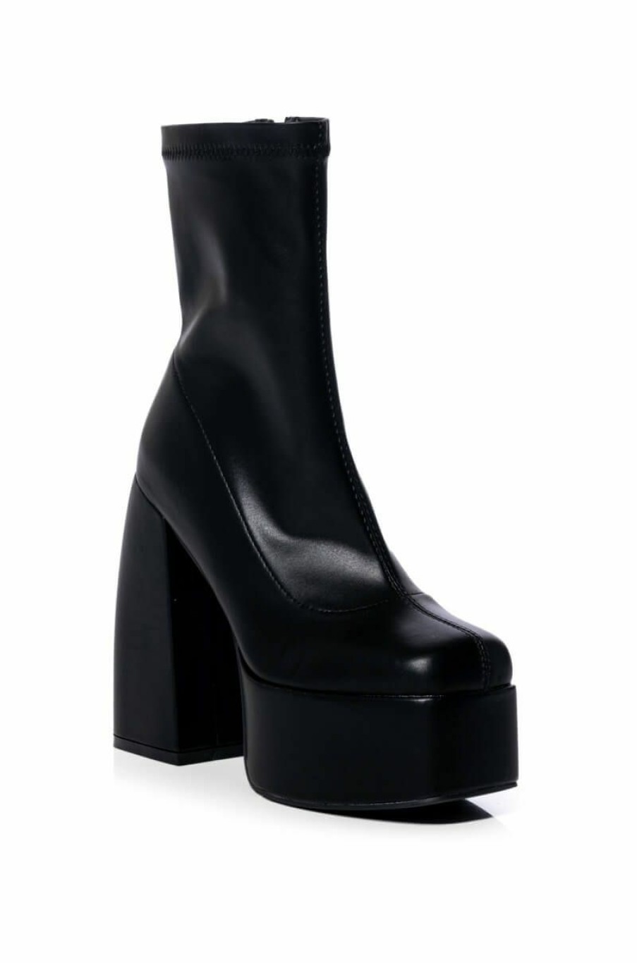 Shoes * | Azalea Wang Be Your Girl Chunky Platform Bootie With 4 Way Stretch In Black