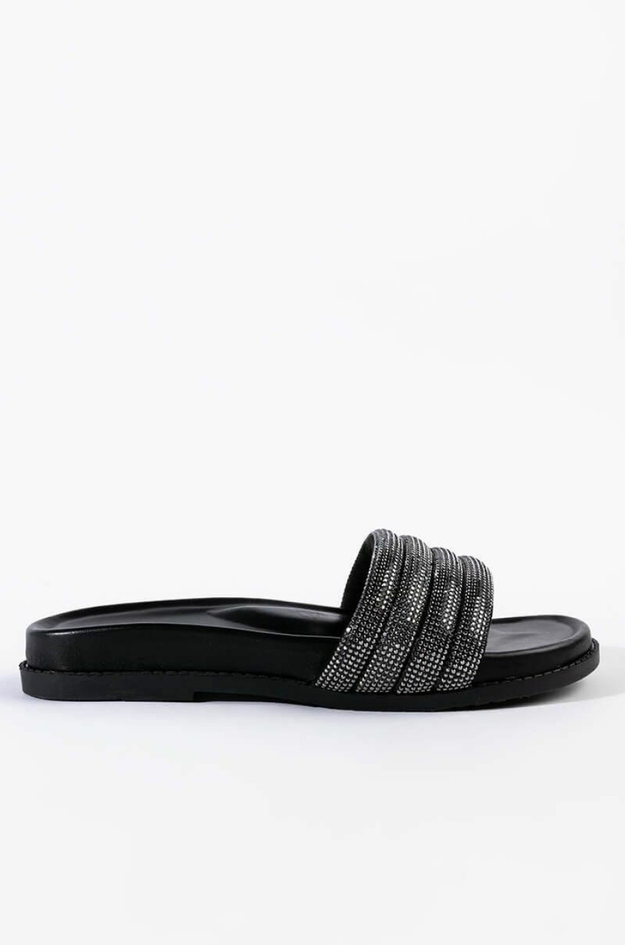 Shoes * | Azalea Wang Unwind With Me Flat Sandal In Black