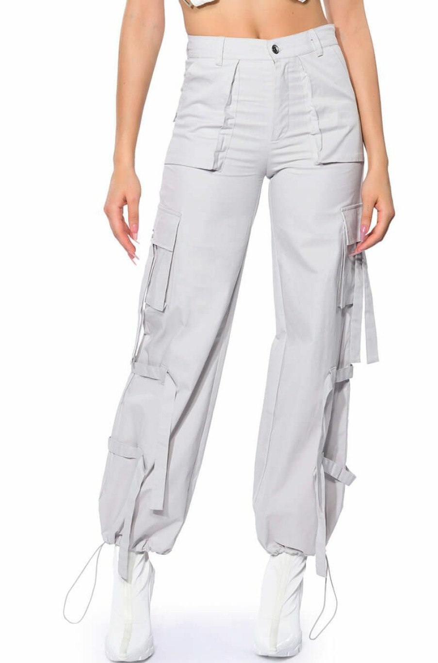 Bottoms * | It Is Back Cargo Pants Light Grey