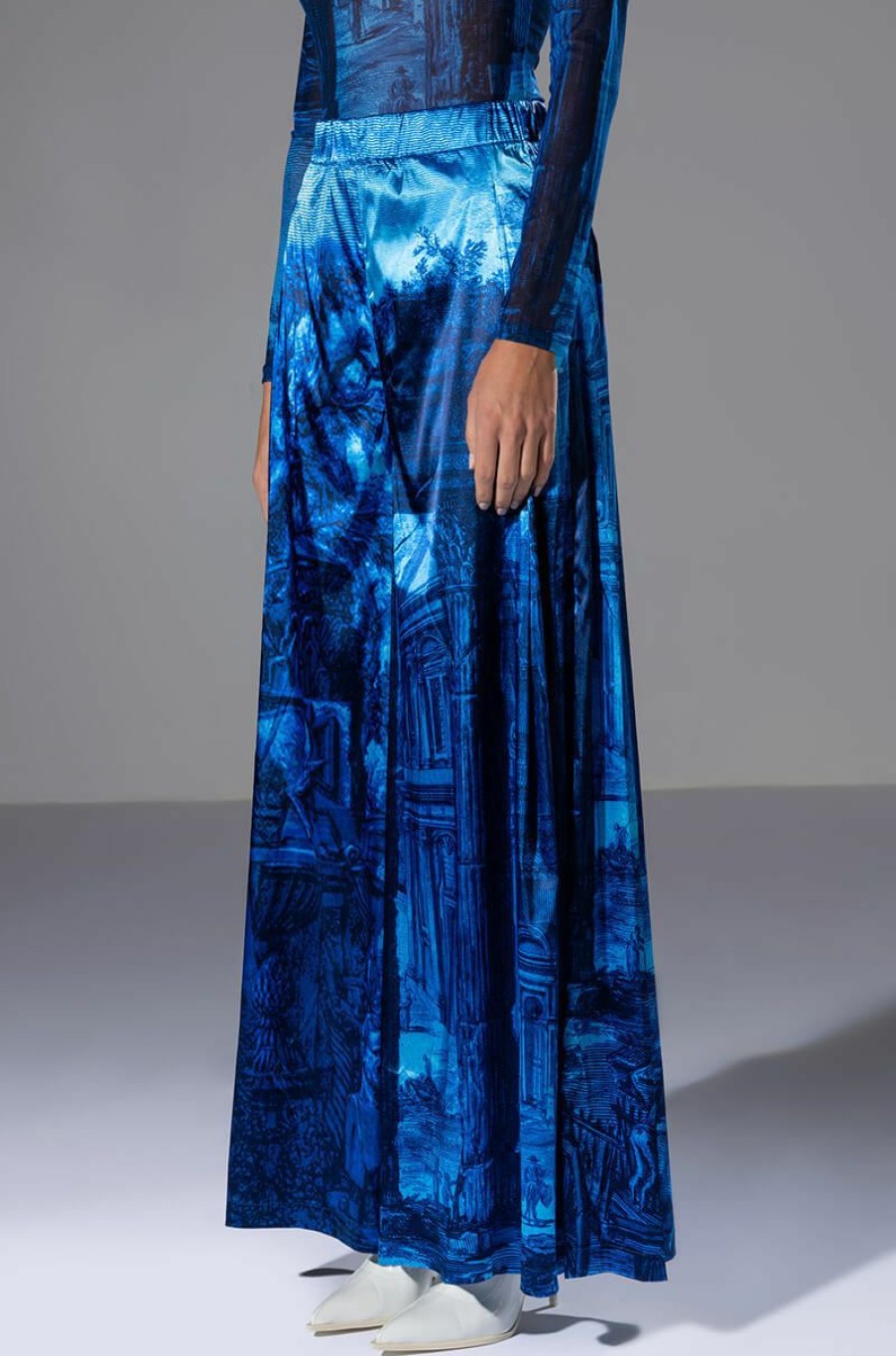 Bottoms * | Paradise Abstract Wide Leg Pant Blue Multi