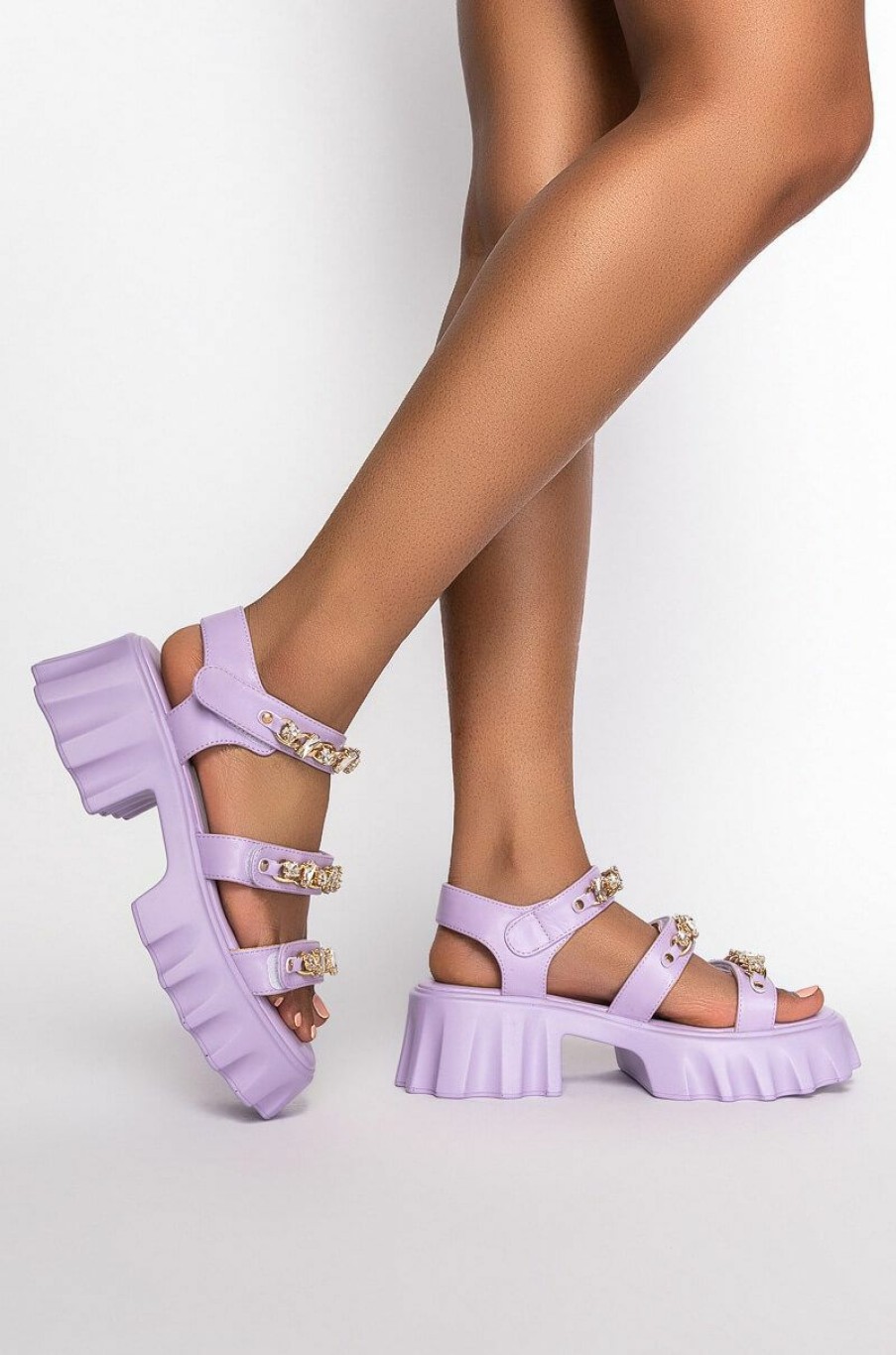 Shoes * | Azalea Wang Cant Hold Back Flatform Sandal In Purple