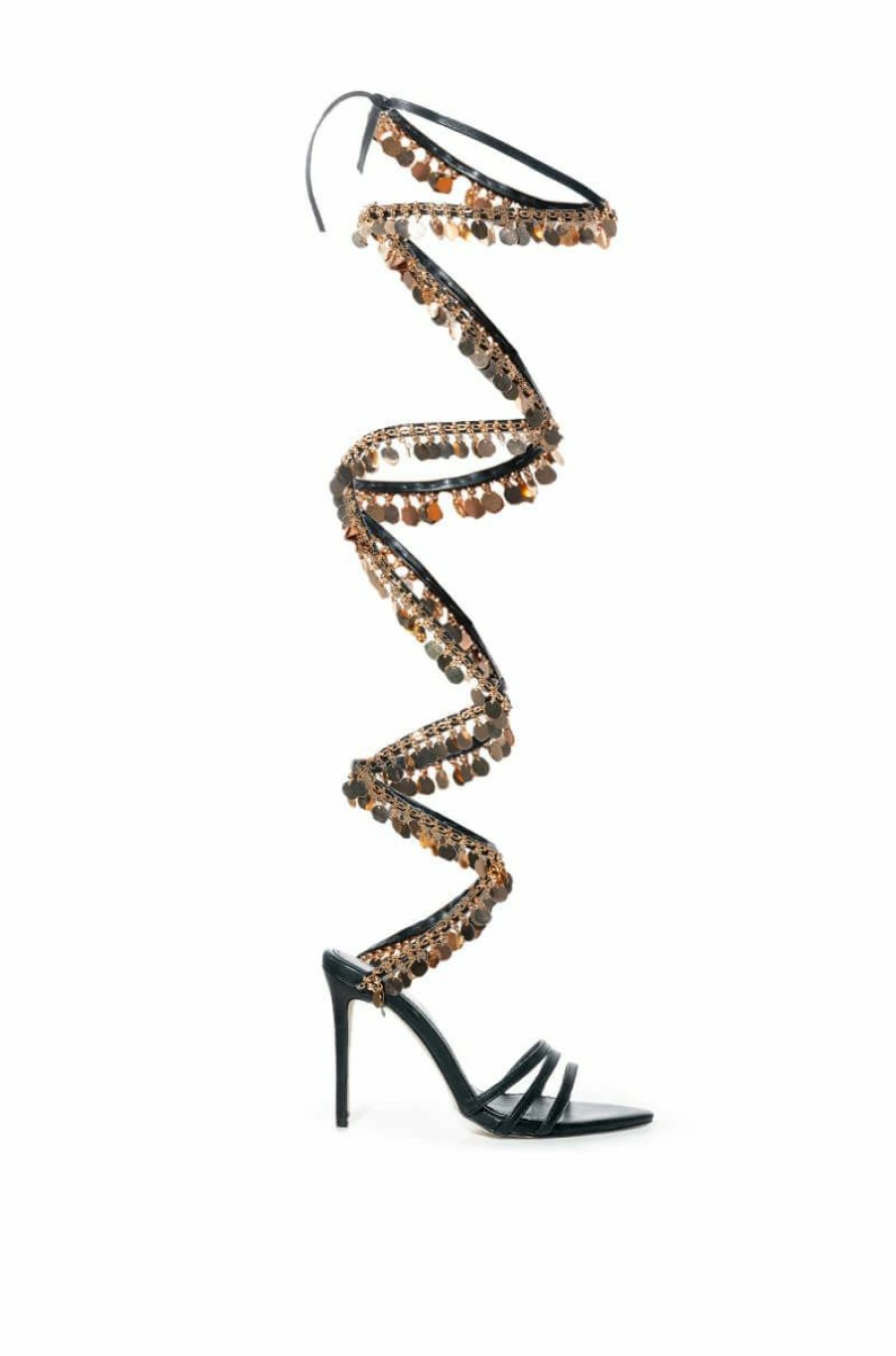 Shoes * | Azalea Wang Shake Ya Body Strappy Coin Stiletto Sandal In Black