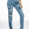 Bottoms * | Right Call Painted High Rise Skinny Jeans Medium Blue Denim