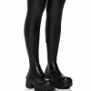 Shoes * | Azalea Wang Favored Pu Thigh High Boot With 4 Way Stretch In Black