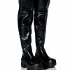 Shoes * | Azalea Wang Big Stepper Thigh High Flatform Boot In Black