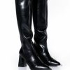 Shoes * | Posted Knee High Western Boot Black