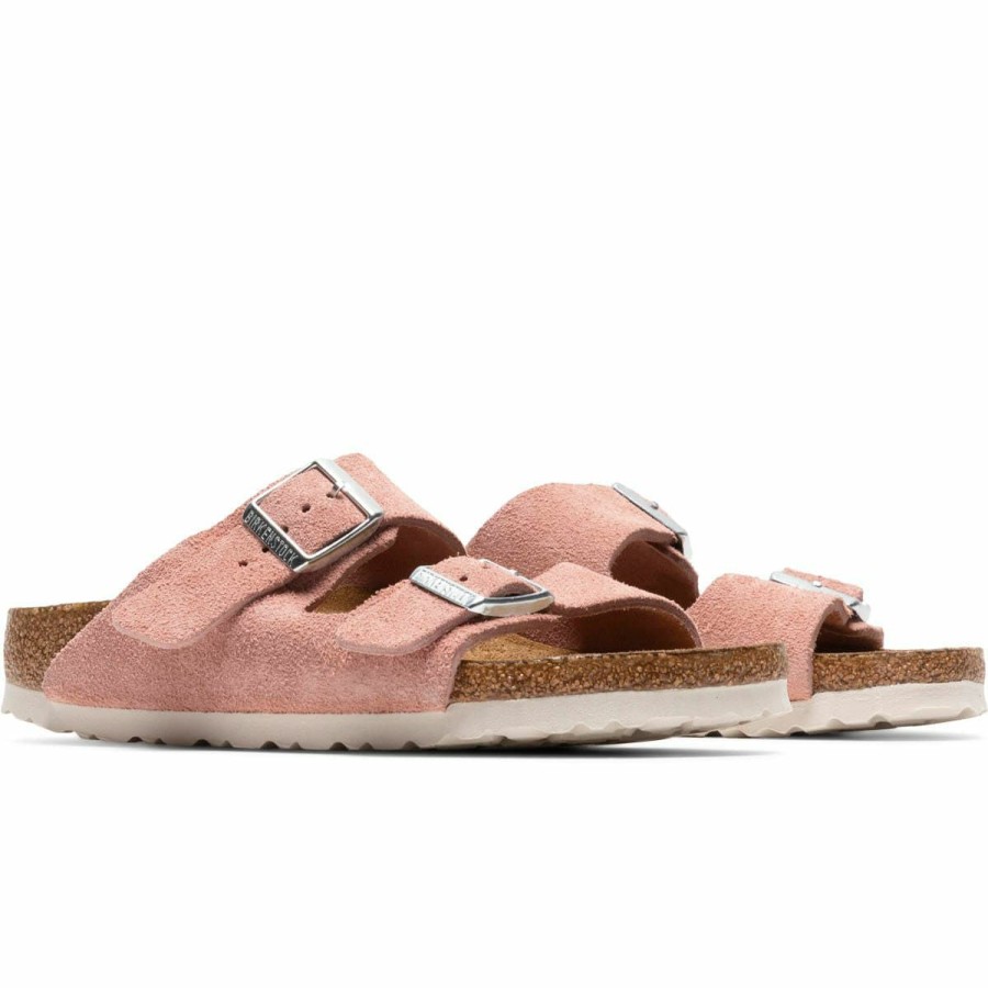 Footwear * | Birkenstock Women'S Arizona Soft Foot Bed Pink Clay Suede