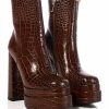 Shoes * | Azalea Wang Run Away Chunky Bootie In Croc Brown