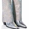 Shoes * | Azalea Wang Crystalized Rhinestone Embellished Western Boot In Silver