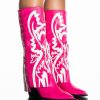 Shoes * | Azalea Wang Simply Below The Knee Western Bootie In Pink