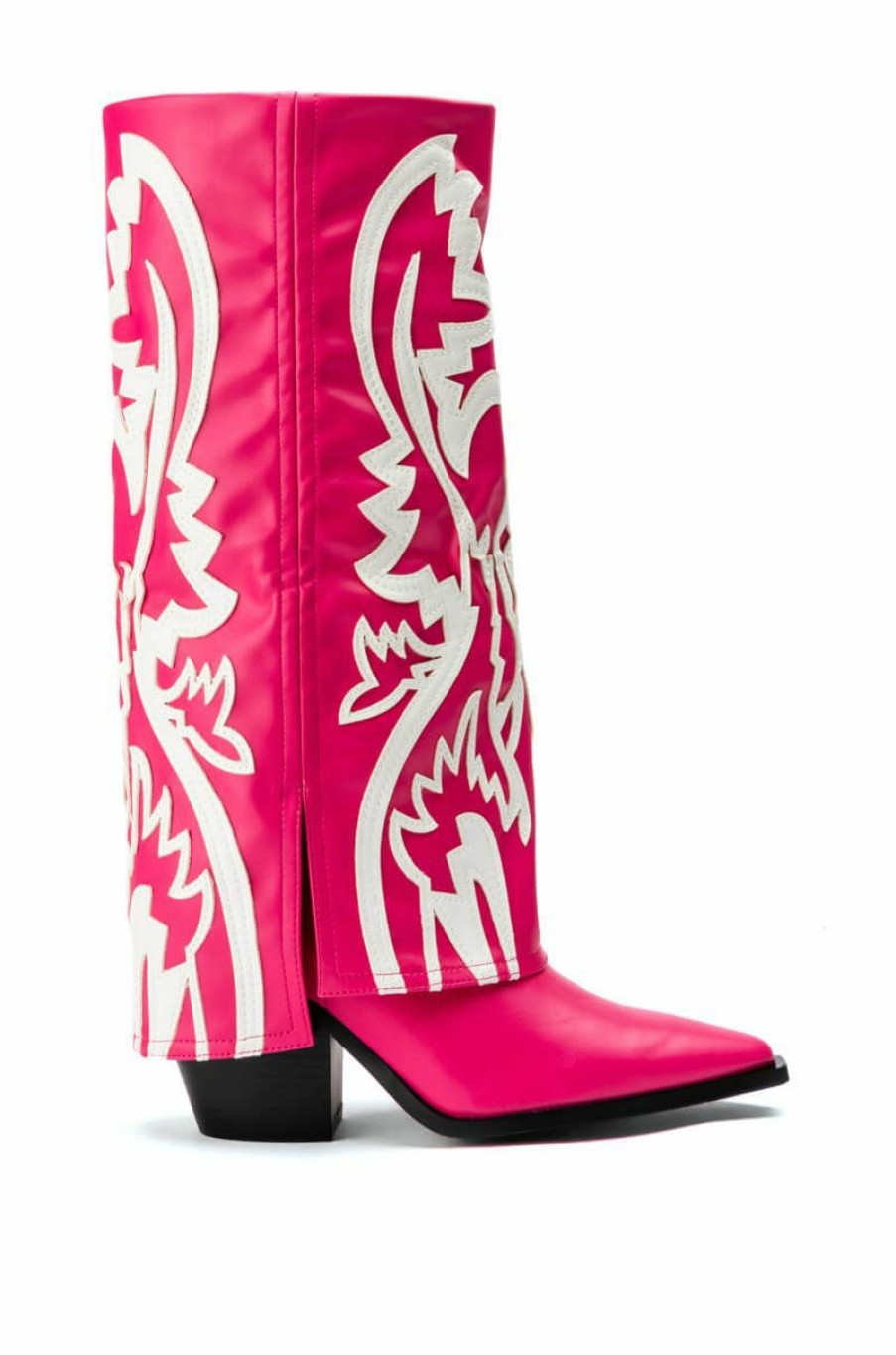 Shoes * | Azalea Wang Simply Below The Knee Western Bootie In Pink