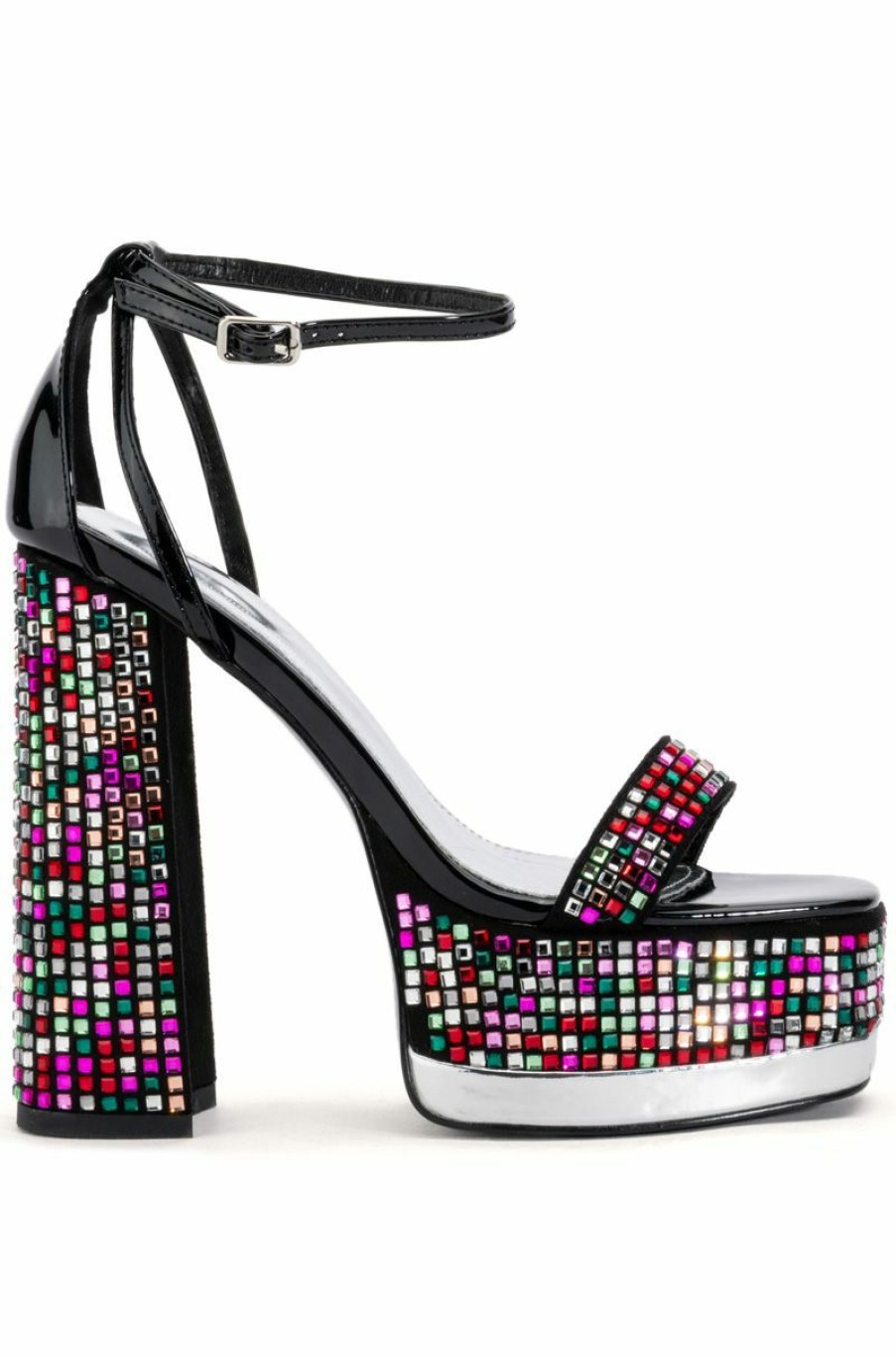 Shoes * | Azalea Wang Jessie Embellished Chunky Sandal In Multi