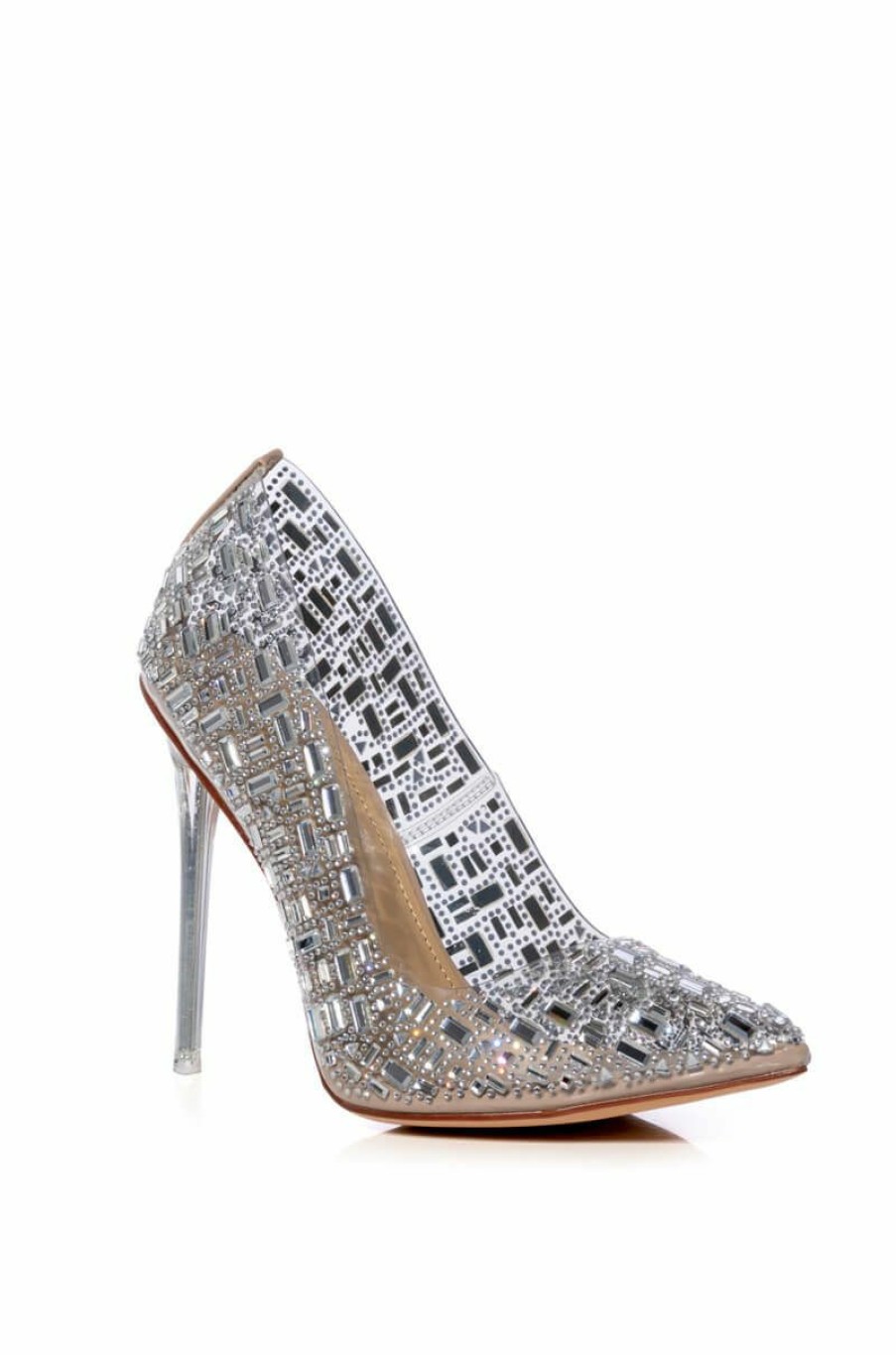 Shoes * | Azalea Wang Diamonds Dancing Pvc Stiletto Pump In Silver