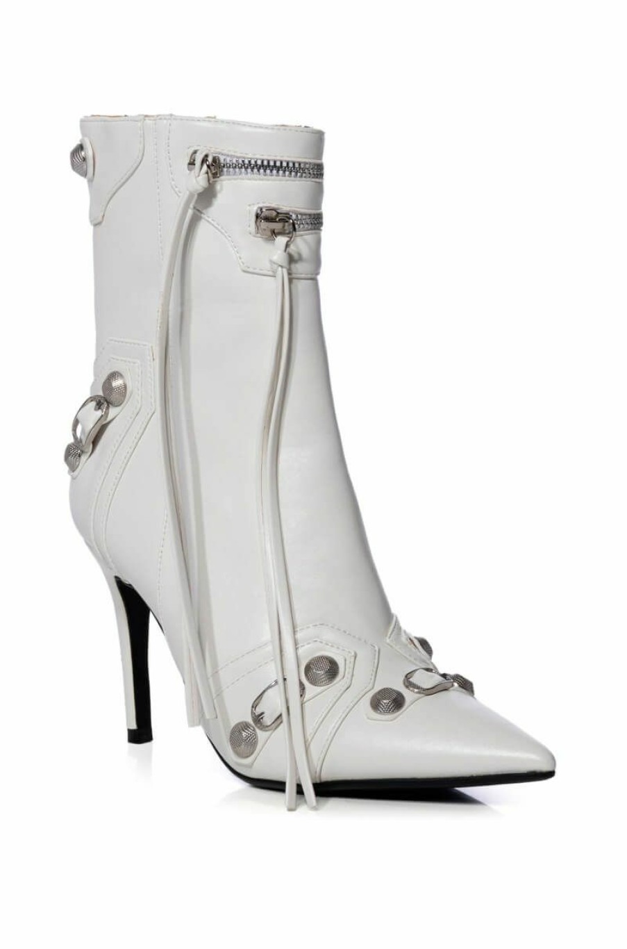 Shoes * | Azalea Wang Brooklyn Pu Bootie In White