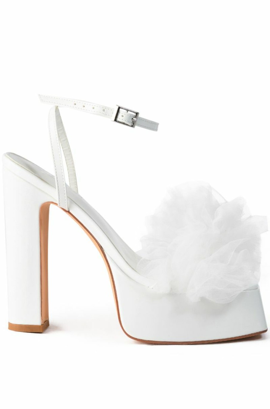 Shoes * | Azalea Wang Colada Tulle Sandal White