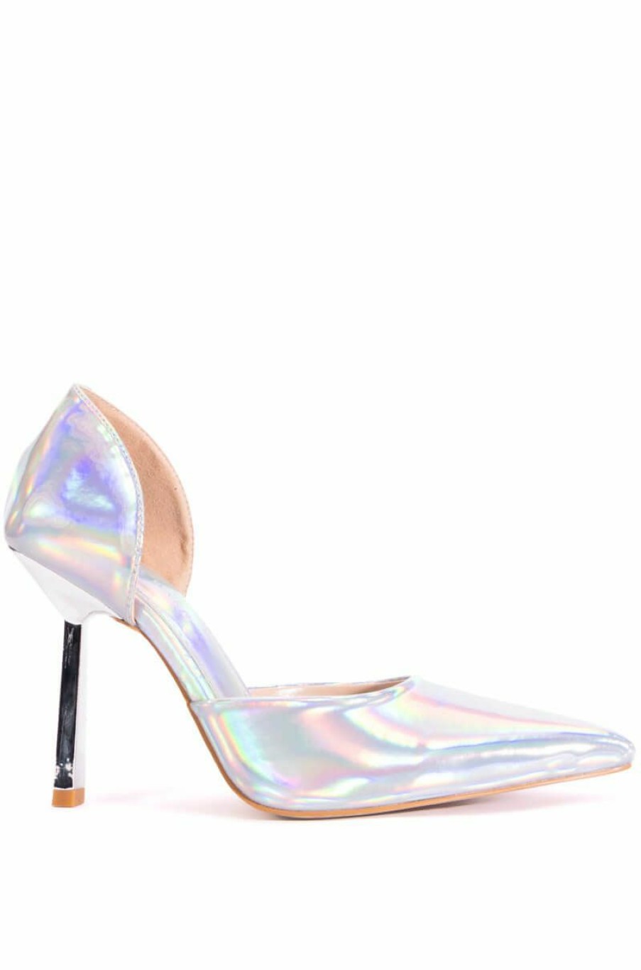 Shoes * | Azalea Wang Juno Holographic Stiletto Pump In Silver