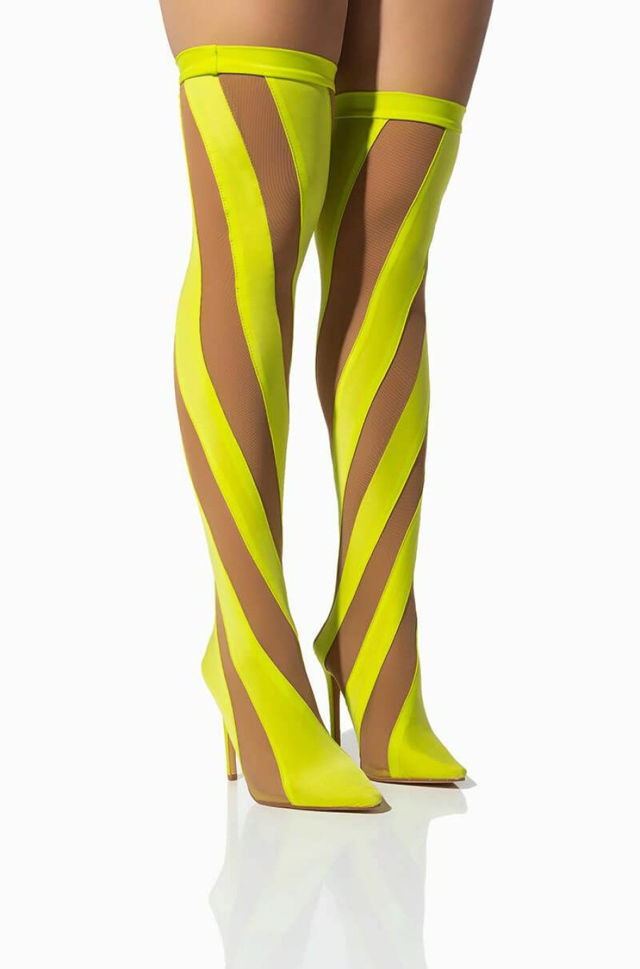 Shoes * | Lilith Mesh Thigh High Boot In Lime