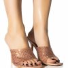 Shoes * | Azalea Wang All Me Rhinestone Embellished Mule Nude