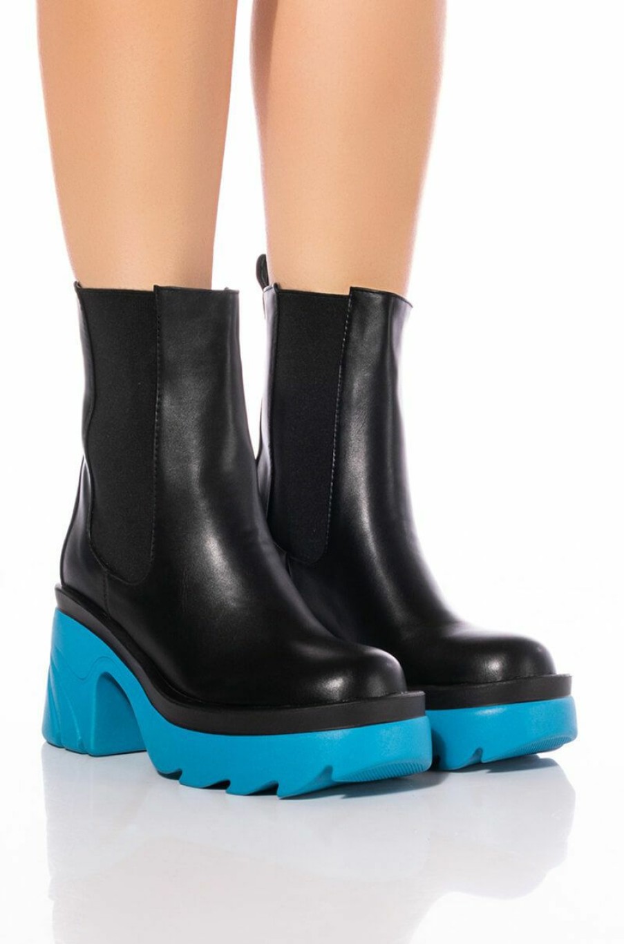 Shoes * | Azalea Wang Primrose Sole Chunky Boots In Black Blue