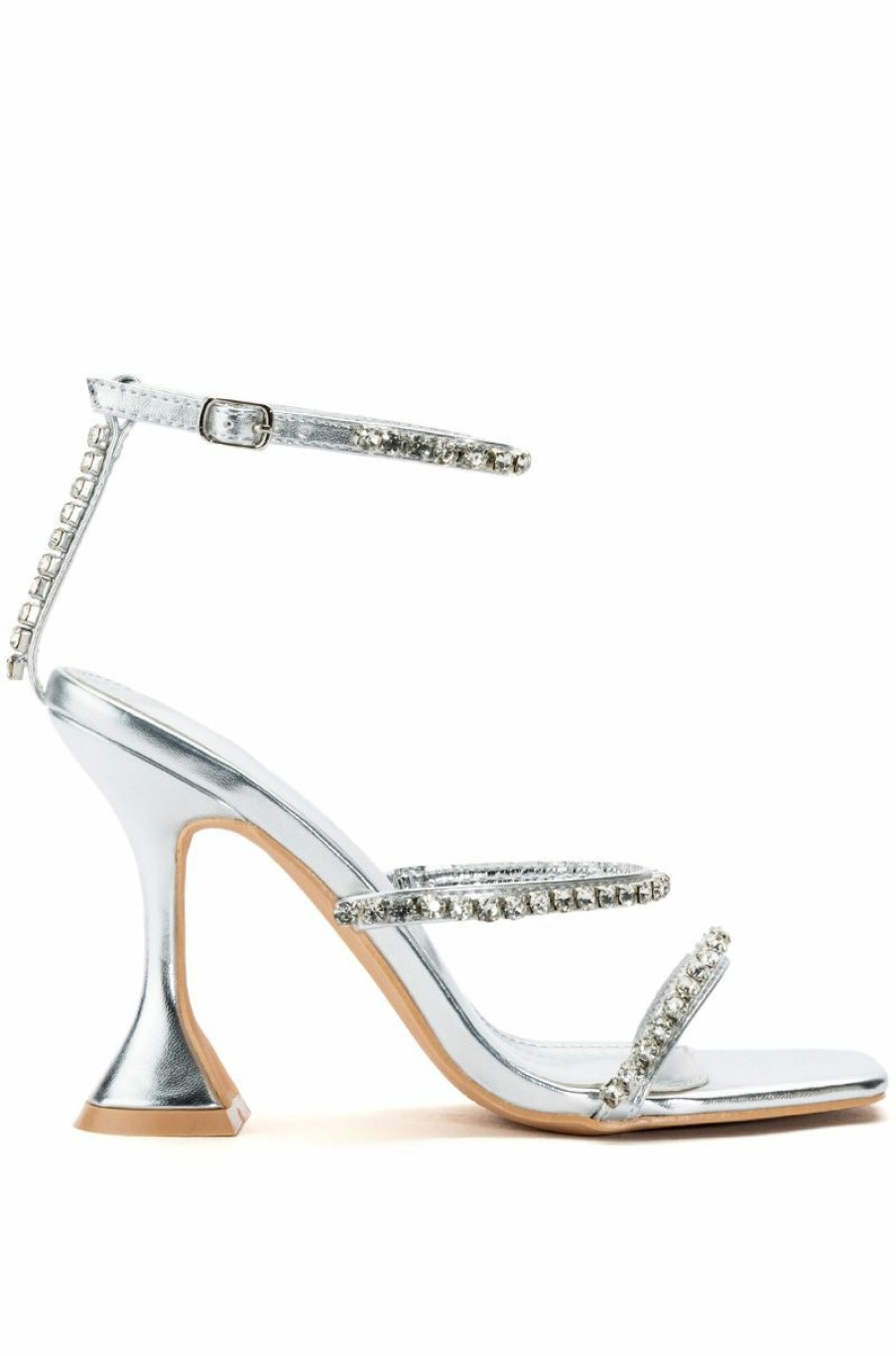 Shoes * | Azalea Wang Unlimited Embellished Sandal In Silver