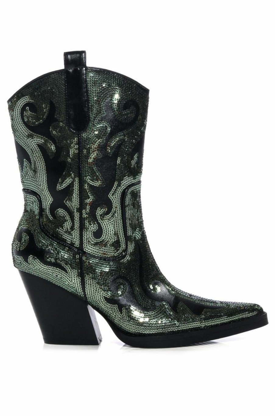 Shoes * | Azalea Wang Merril Sequin Western Bootie In Black