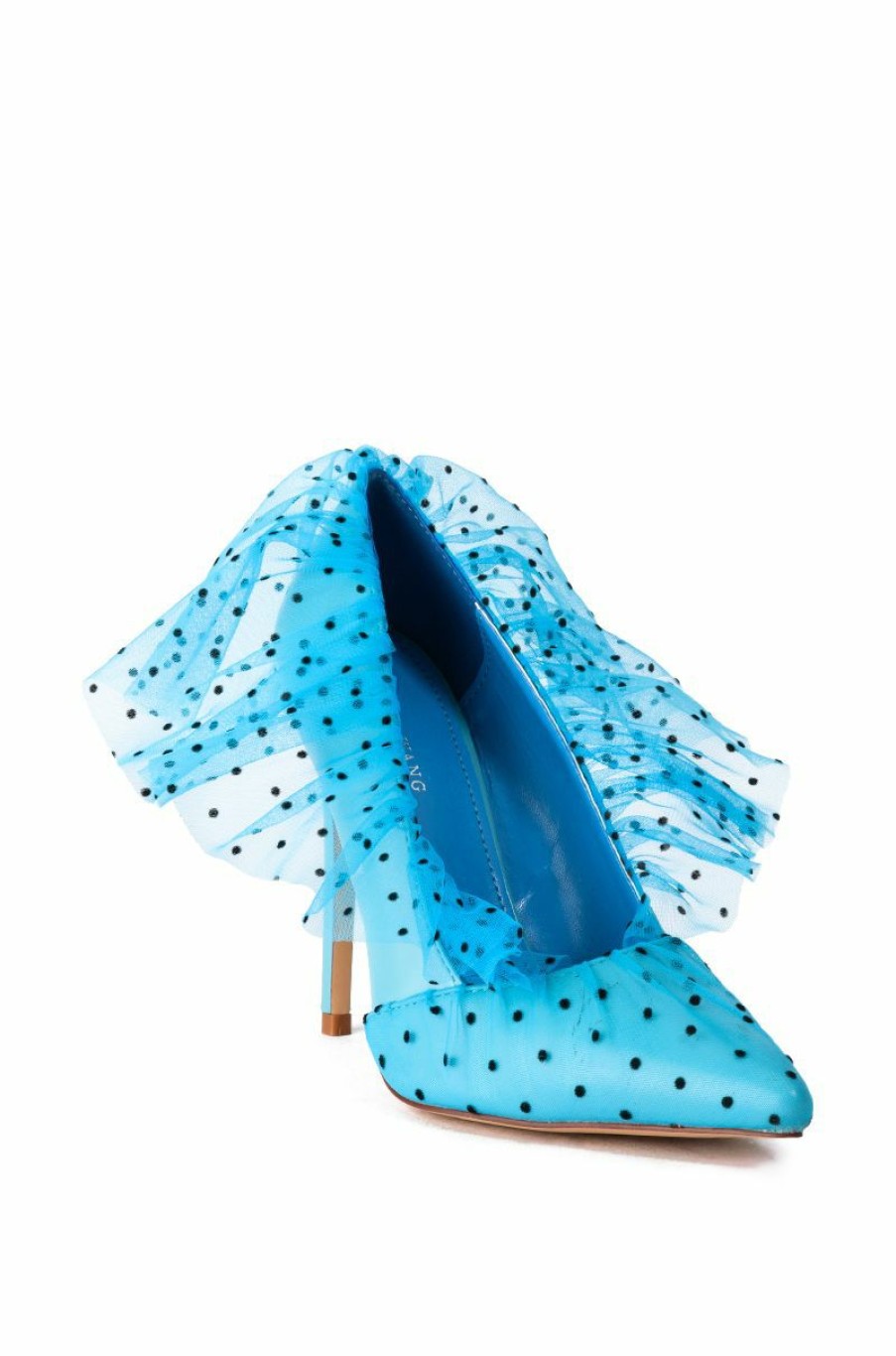 Shoes * | Azalea Wang Discreet Tulle Polka Dot Pump In Blue