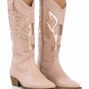 Shoes * | Azalea Wang Genuine Leather Moco Nude Western Boot Brown