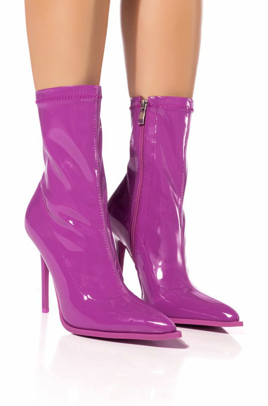 Shoes * | Azalea Wang Isabella Patent Bootie In Purple