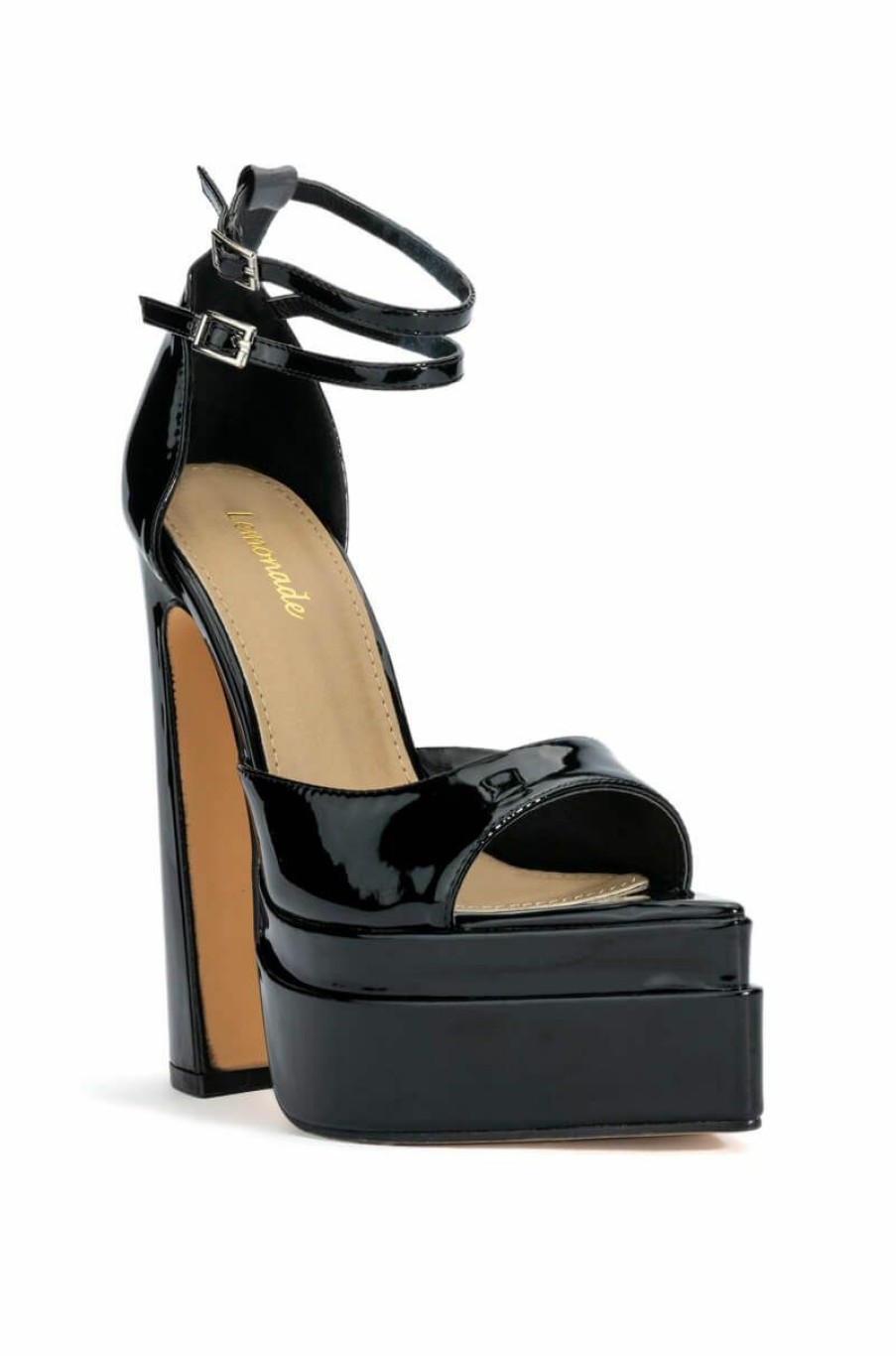 Shoes * | Say My Name Pointed Peep Toe Chunky Sandal In Black