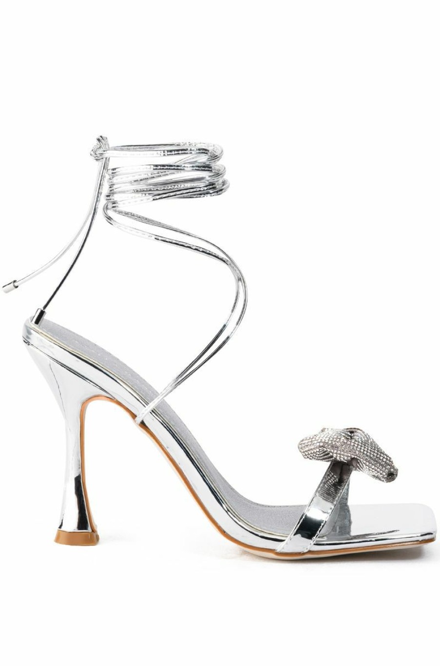 Shoes * | Azalea Wang Apate Embellished Bow Sandal In Silver