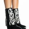 Shoes * | Azalea Wang Esperanza Western Bootie In Black White