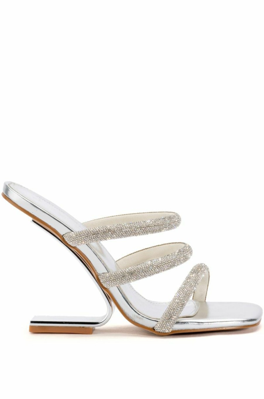 Shoes * | Azalea Wang Dionne Embellished Chunky Sandal In Silver