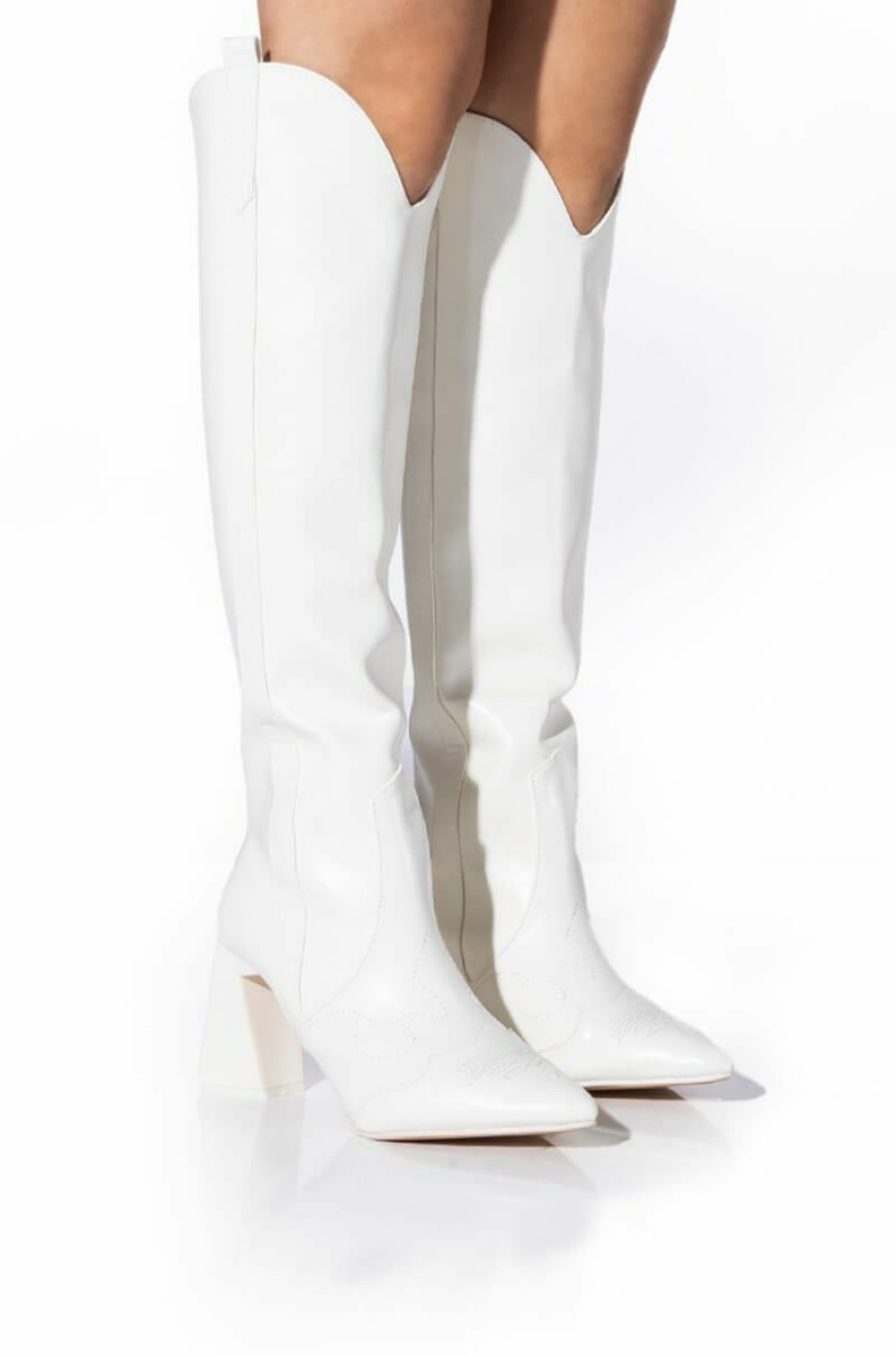 Shoes * | Posted Knee High Western Boot White