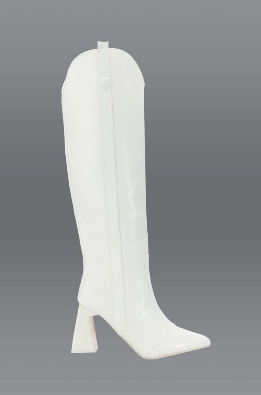 Shoes * | Posted Knee High Western Boot White