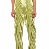 Bottoms * | Never Regular Cinched Satin High Rise Pants Green