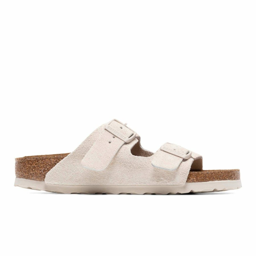 Footwear * | Birkenstock Women'S Arizona Soft Foot Bed Antique White Suede