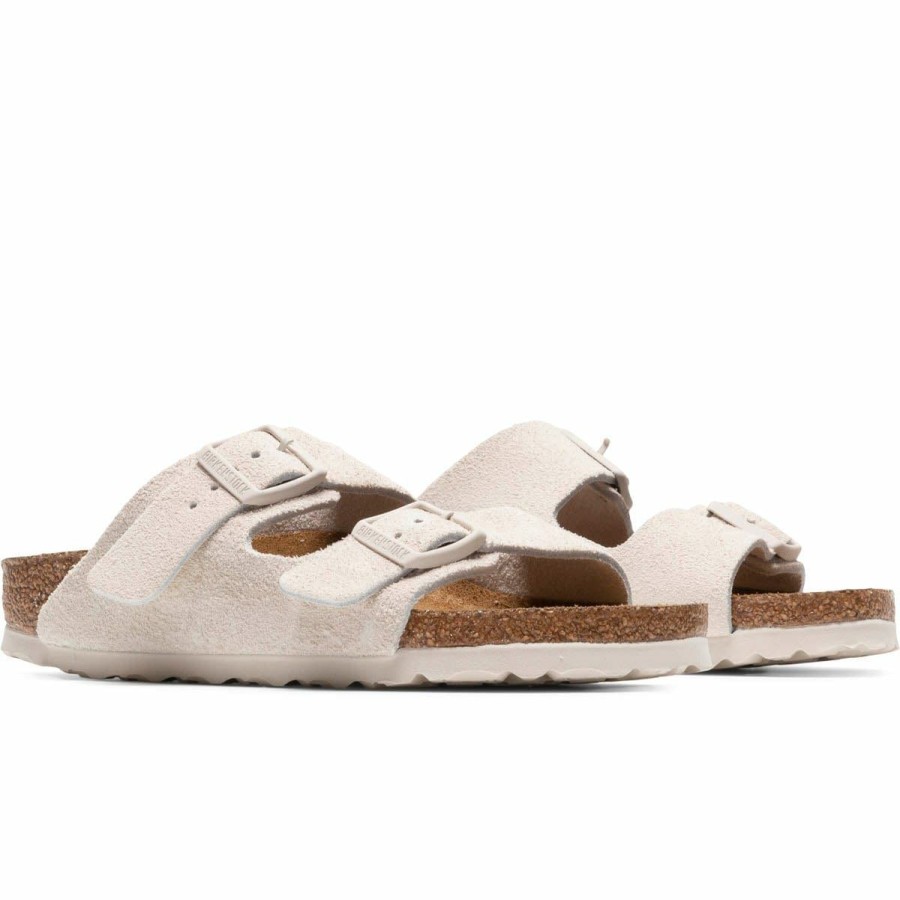 Footwear * | Birkenstock Women'S Arizona Soft Foot Bed Antique White Suede