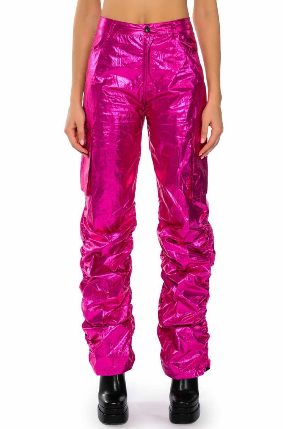 Bottoms * | Glimpse Of Magic Relaxed Metallic Pant Fuchsia